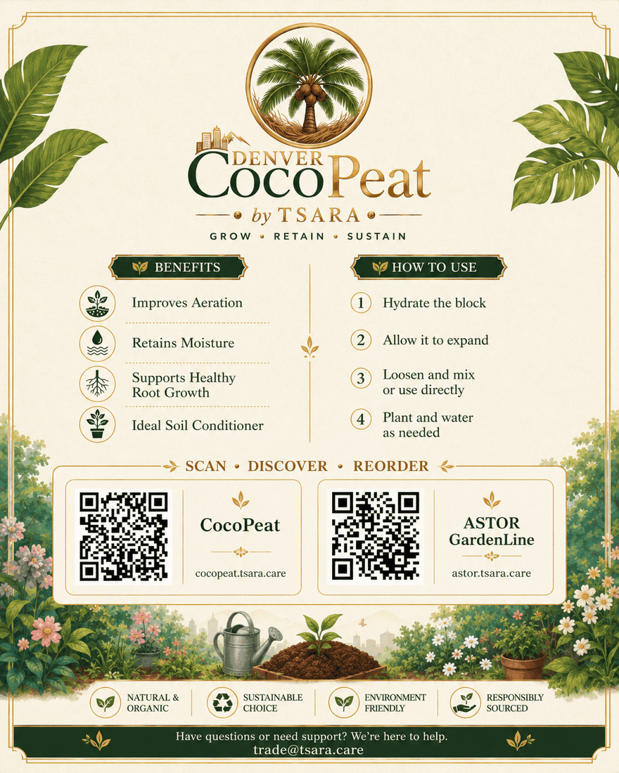 CocoPeat by TSARA - fayda ve QR arka yüz